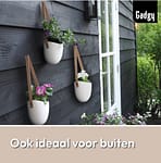 Gadgy Plantenhanger Keramiek – Set van 3 – Hangpot van Wit Steen – Hangende Bloempot Plantenpot – met 3 verschillende Koorden – 12x11x9.5CM